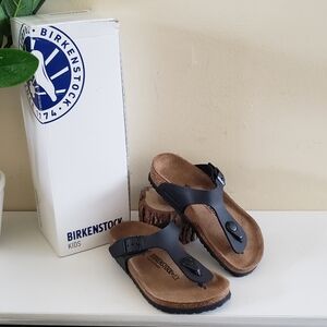 BIRKENSTOCK BNIB Gizeh Kids Leather Thong Sandals - Black 12 US - Regular Fit